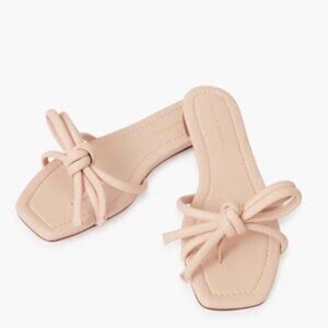 Loeffler Randall Hadley Leather Bow Flat Sandals Size 9 Ballet Pink